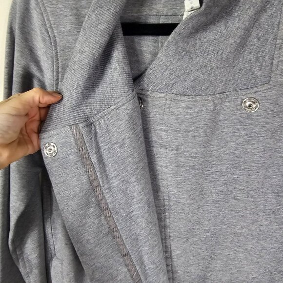 Lululemon Belle Wrap Gray Snap Jacket 4 Cotton Blend Stretch French Terry Active - Picture 4 of 10